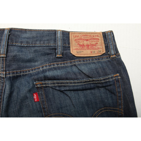 Levi's 527 Jeans Mens 38x34 Blue Boot Cut Denim Dark Wash Zip Fly 100% Cotton - Picture 6 of 16